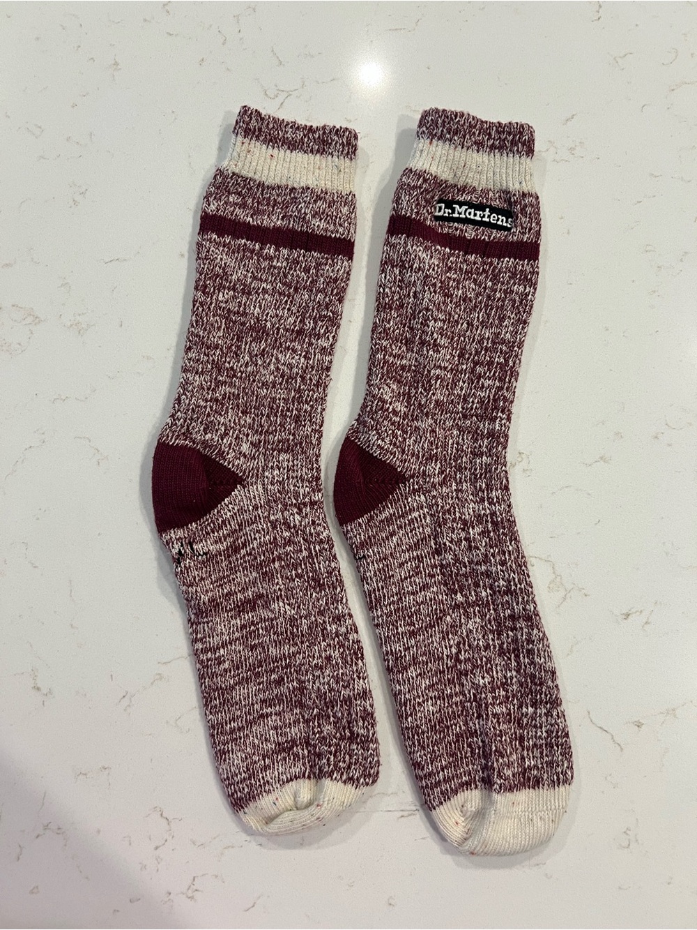 Dr. Martens Maroon Heather Socks with Cream Accents Size M/L
